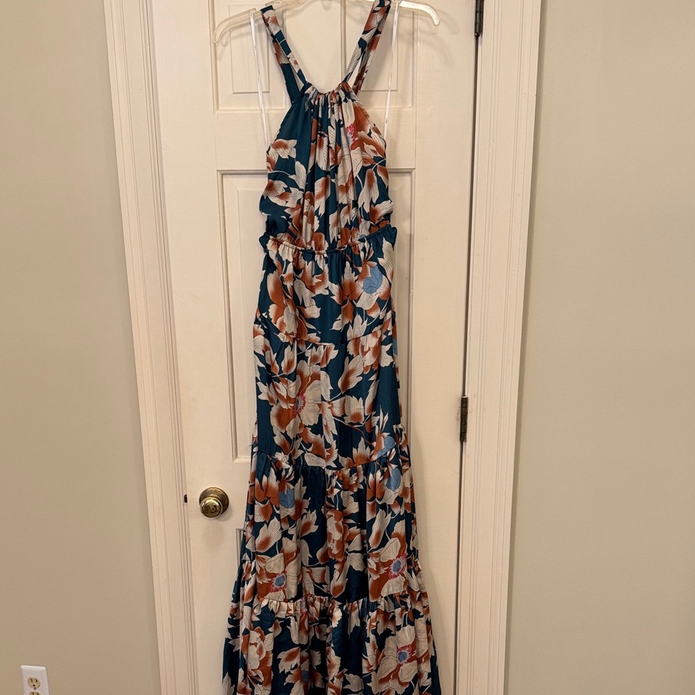 Floral Maxi Dress - Blue and Brown